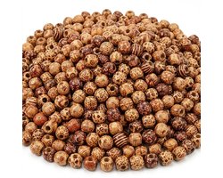 Houten kralenset met tribale patronen - 100 stuks