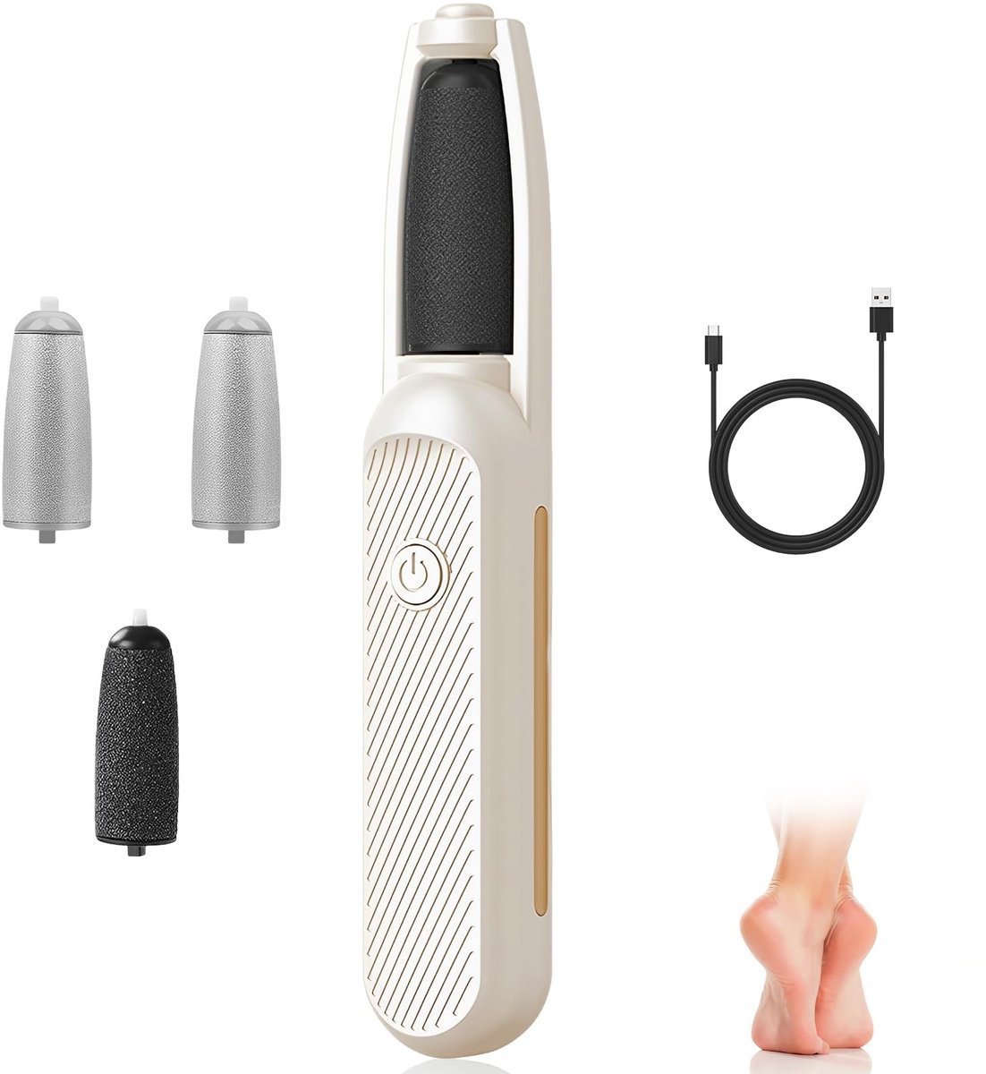 Allecto - Electric Callus Remover - Pedicure Set - 3 Snelheden - Wit - Voetverzorging - USB Oplaadbaar - Geschikt voor Thuisgebruik - Elegante Design