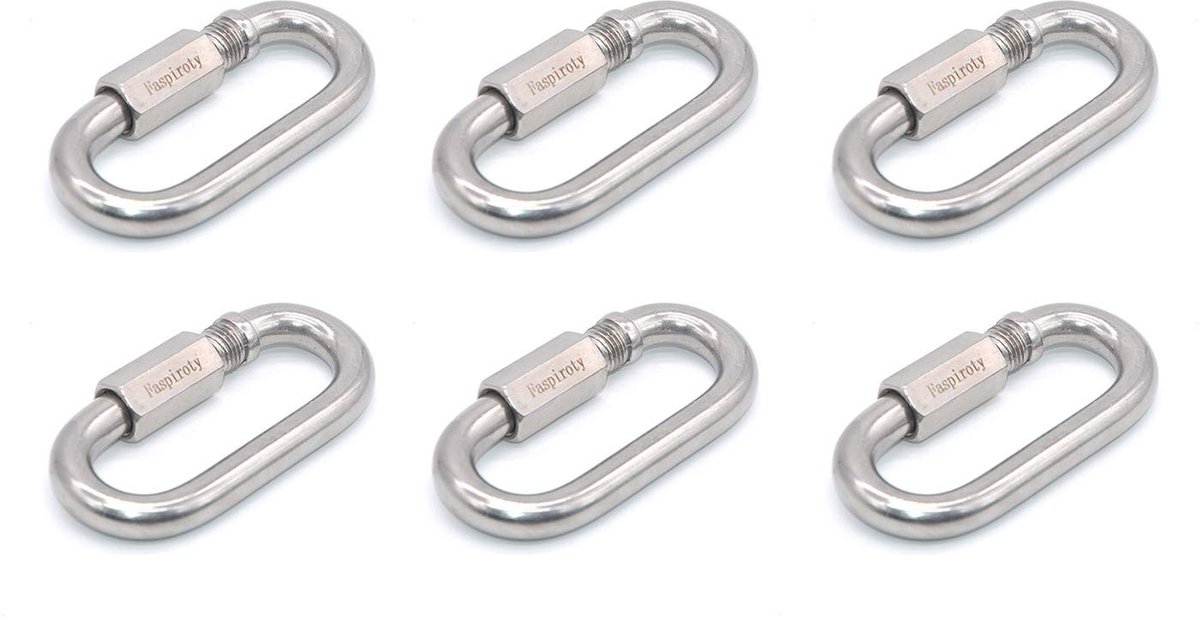 Allecto - M10 Vergrendeling Karabijnhaak - Kleine Quick Link - Duurzaam en sterk - 6 stuks - Sleutelhanger en connector - Ideaal voor outdoor activ...