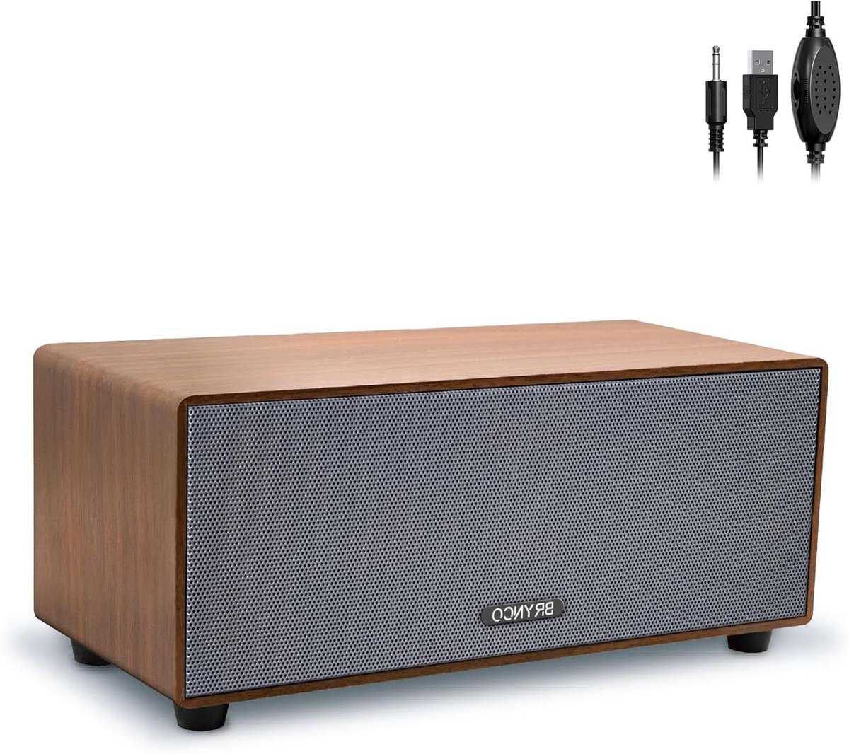 [Upgrade bedrade computerluidsprekers voor desktop-pc en laptop, USB-gevoed met 3,5 mm audio-aansluiting, rijke bas en helder geluid voor thuis, kantoor, gaming (elegant bruin)