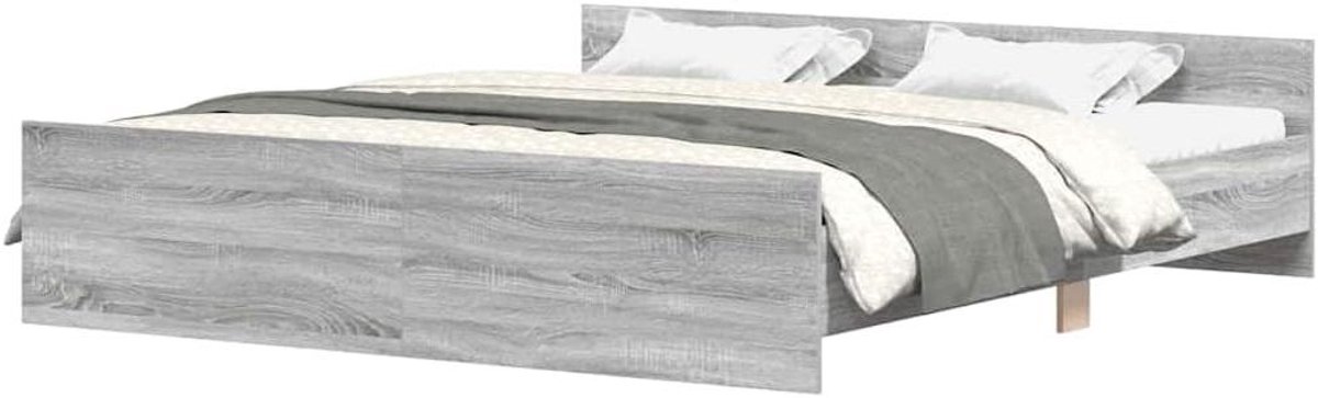 vidaXL Bedframe met hoofd- en voeteneinde grijs sonoma 200x200 cm, bed, bed ombouw, boxspr