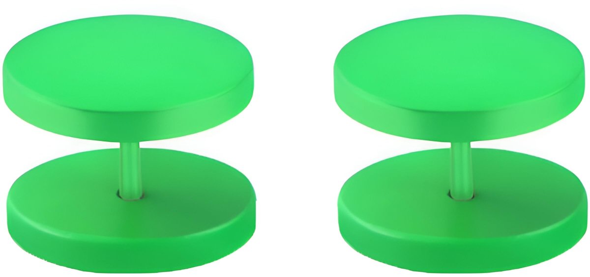 Groene Roestvrijstalen Fake Earplugs 1.2mm - Hypoallergene Studs voor Heren en Dames