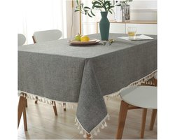 Gualiy Rectangular Table Cloth, Cotton Linen Tablecloth, 120x160cm, Solid Color with Tassels, Rectangular Tablecloths for Dining Table, Coffee