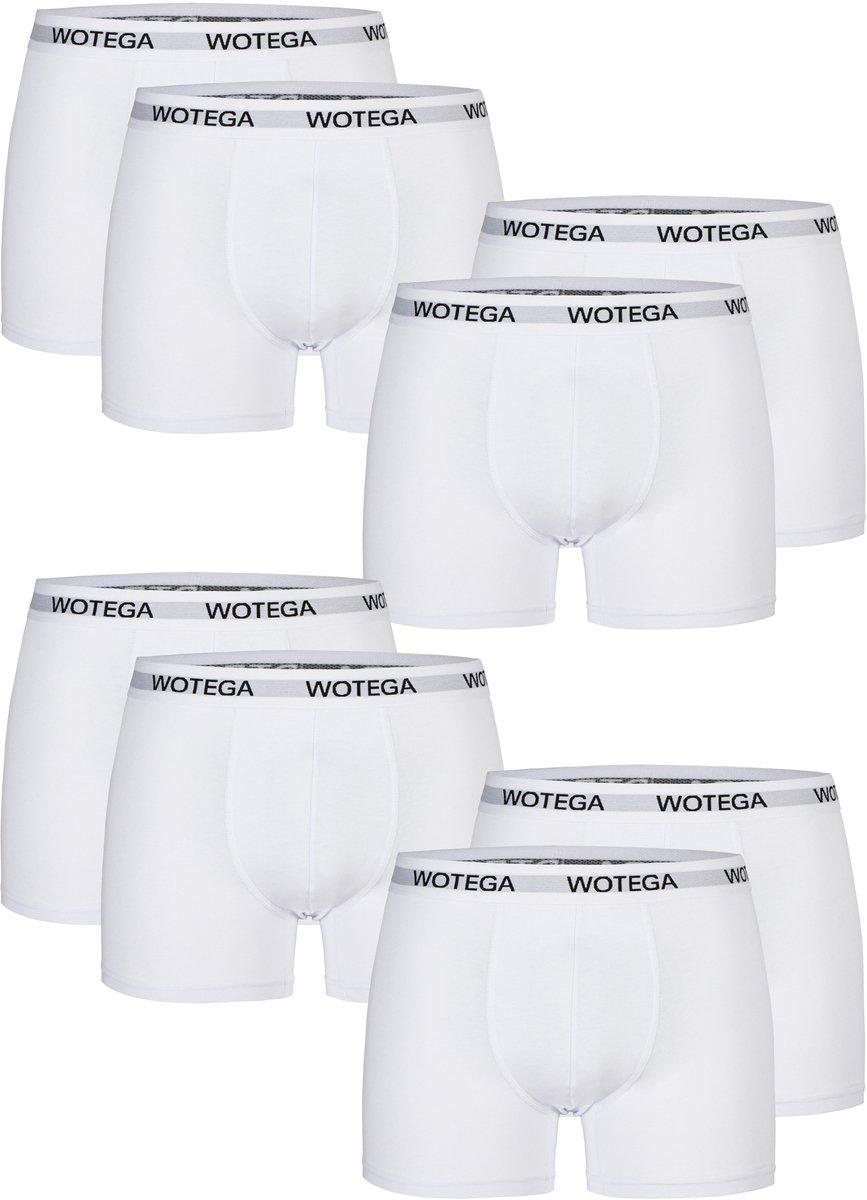 WOTEGA Heren Boxershort Joe – Slim Fit – Katoen Stretch – Wit – 8-pack
