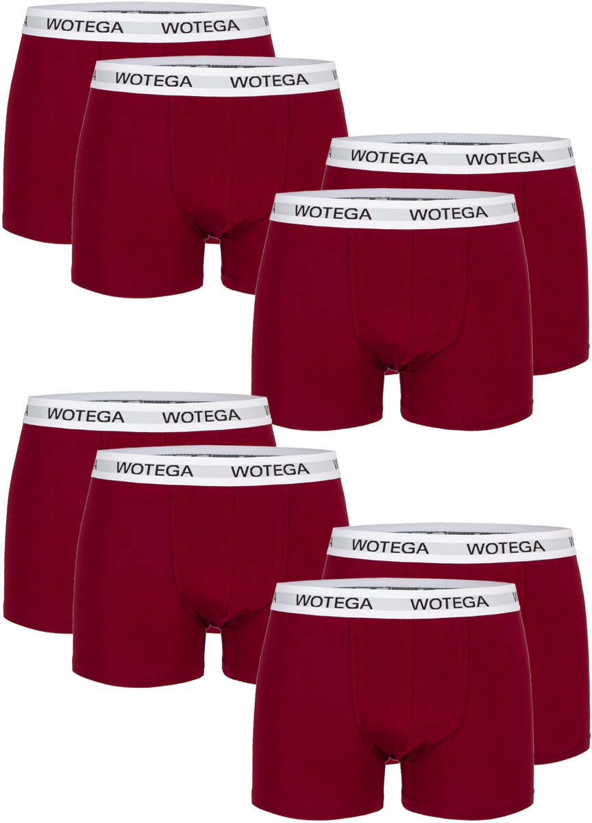 WOTEGA Heren Boxershort Joe – Slim Fit – Katoen Stretch – Rood – 8-pack