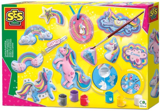 SES Creative - Hobby Pink - Gieten en Schilderen - Eenhoorns - Knutselen Meisjes - Sneldrogend - Vanaf 5 jaar