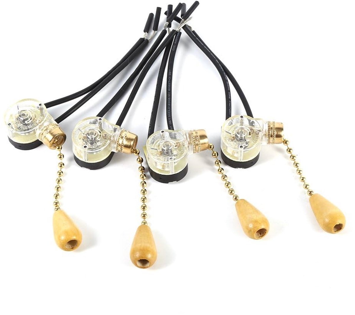 Allecto - Chain Switch Set - 4 Stuks Vintage Kabelschakelaar voor Lampen