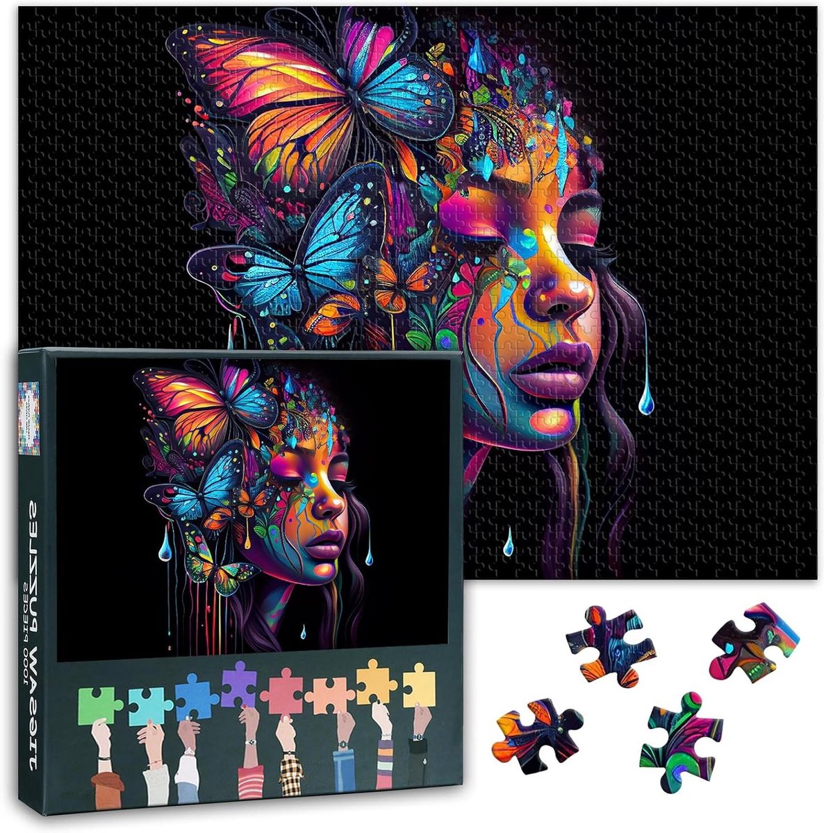 Legpuzzel 1000 stukjes - Volwassen puzzel - Ontspanning thuis - Met poster - 70x50 cm - Vlinder design