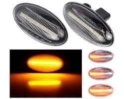 Dynamische LED Richtingaanwijzers (Helder) - Geschikt voor Toyota Aygo / Citroën C1 / C2 / C3 / C4 / C5 / C6 / Peugeot 107 / 108 / 1007 - Plug & Play Knipperlichten Zijkant - Set van 2 Knipperlichten met LED streep - Flowing Water Effect