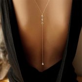 Rugketting - Goudkleurig met Steentjes - Back Chain Goud - Zomerse Ketting - Rug Ketting Dames