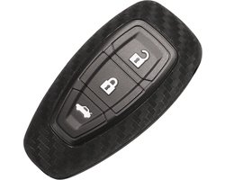 Zachte Carbon Sleutelcover met Knoppen - Sleutelhoesje Geschikt voor Ford Focus / Fiesta / Fusion / Kuga / Puma / Mondeo / C-Max / S-Max / Transit / Ecosport - Siliconen Materiaal - Sleutel Hoesje Cover - Auto Accessoires