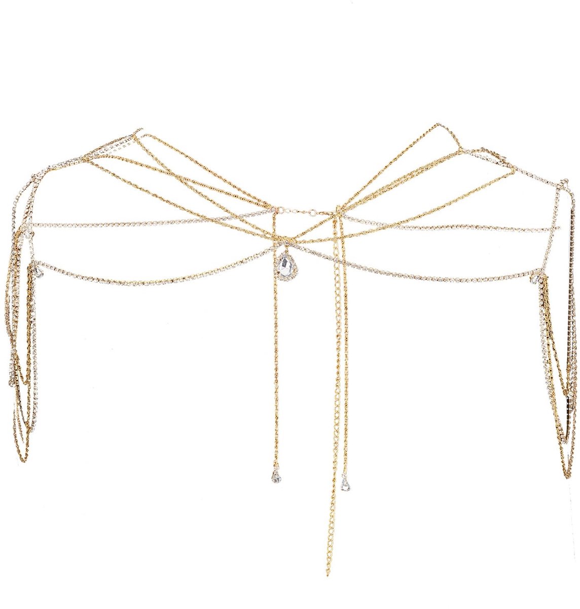 NICENEEDED Schouder Body Necklace met Rhinestones - Elegant Arm Sieraad voor Strand en Feest