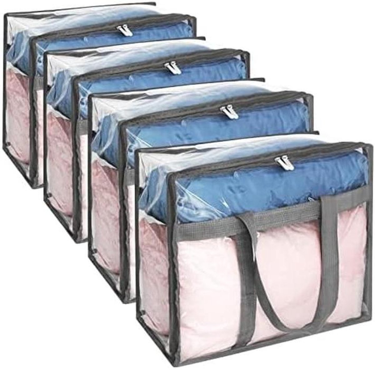 Opbergzakken Kleding - Dekbed Opbergers - Ruimte Besparen - Versterkte Handvatten - 18x15x9 Inch - Grijs