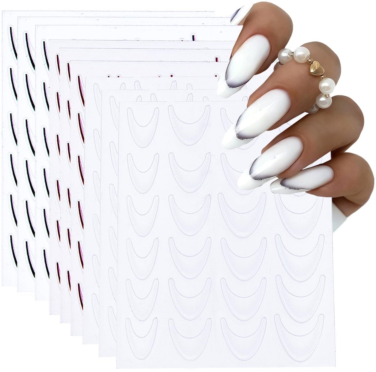 NICENEEDED Gradient French Nail Art Stickers - 9 Bladen Zelfklevende Nagelstickers voor DIY Manicure