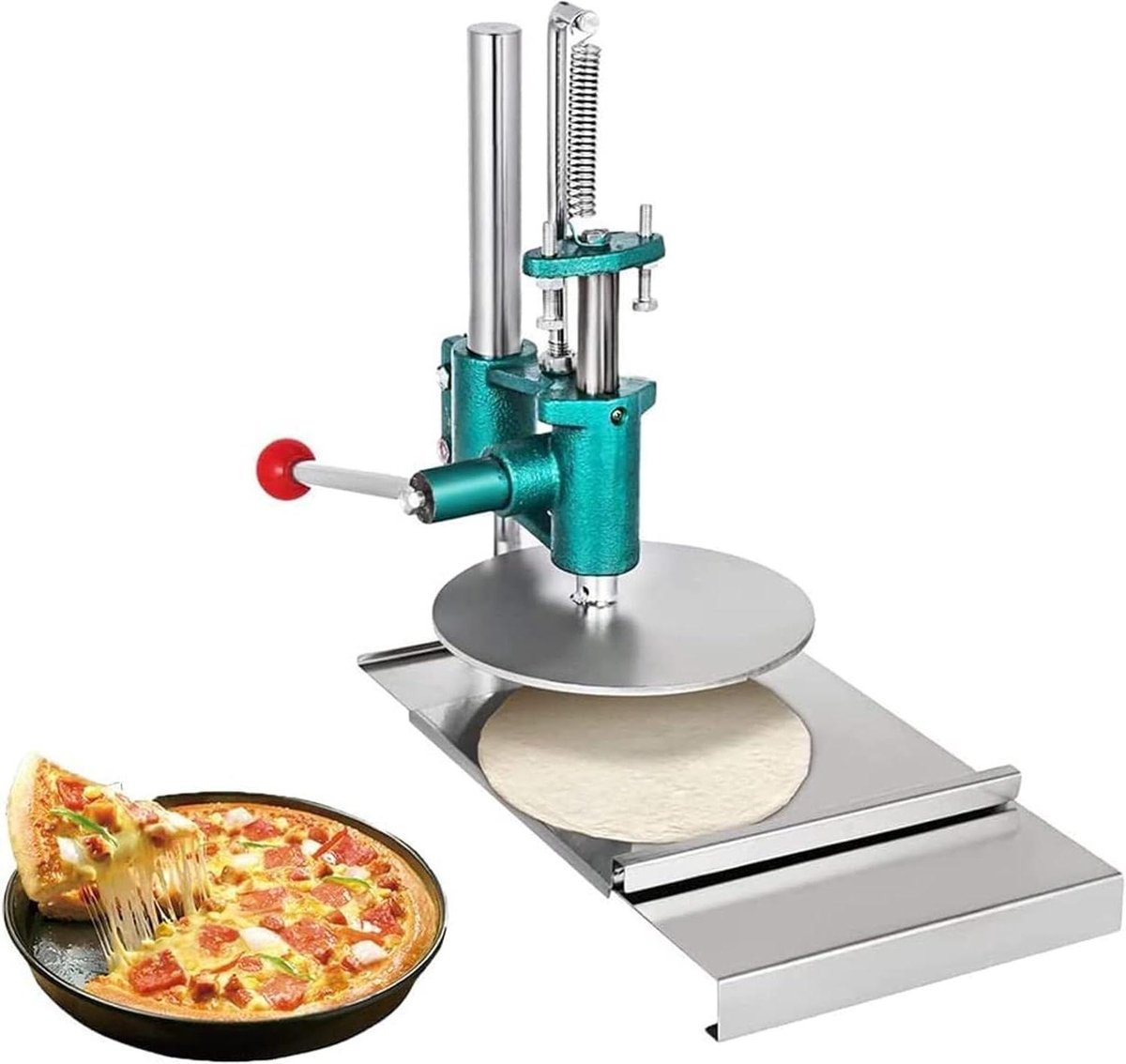 Pizzadeegpers - Deegroller Pastamaker - Deeg Platter Maken - Verstelbare Dikte - 12cm Diameter
