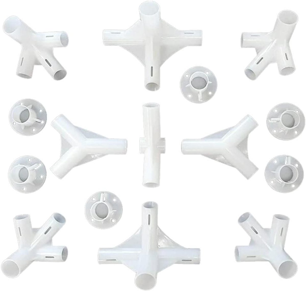 Tent Connectoronderdelen - Gazebo Onderdelen - Tent Reparatie - 15 Delige Set - 25/19mm Buis - Wit
