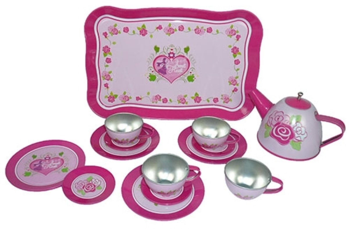 Planet Happy kinderservies bloemen tin in doos - 15-delig speelgoed.
