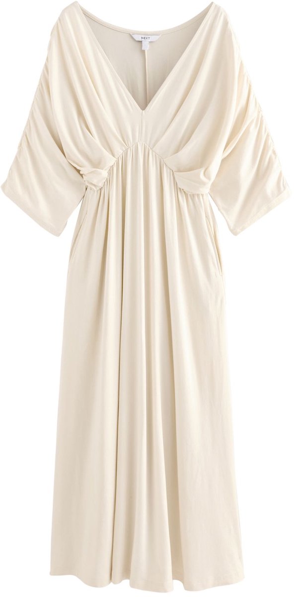 Next - Dames - Jersey midi-kaftanjurk - Crème