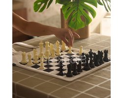 Stonkraft Roll-up Chess Board with Chess Pieces – Dual Purpose Portable Chess Mat & Cotton Tote Bag with Chess Board Print to Play Chess Anywhere | Gift for Chess Lovers | Easy to Carry & Compact