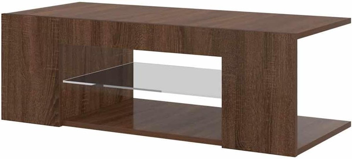 Tv-meubel met LED - Tv kast Hifi-kast - Woonkamer Entertainment - RGB LED Verlichting - 90x39x30 cm - Bruin Eikenkleur