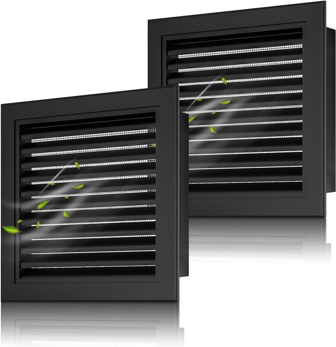 Aluminium Ventilatie Roosters - Gevelroosters Zolder Schuur - Luchtstroom Verbeteren - Met Insectenwering - 25x25 cm - Zwart