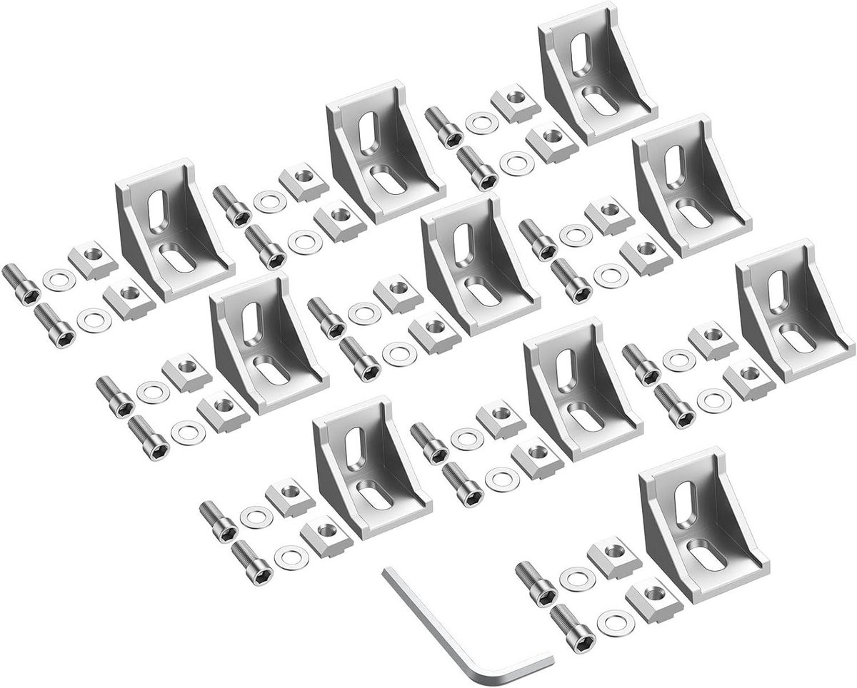 Hoekverbinders Aluminium - Bevestigingsmateriaal Steunen - Profielmontage Bouwen - Roestvrij Aluminiumlegering - 39x39x35 mm - Zilver