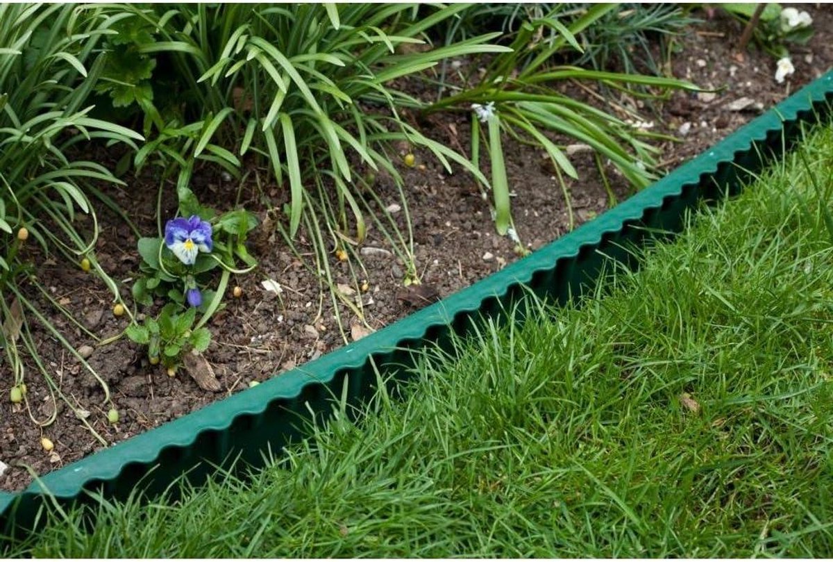 Gazonrand Kunststof - Tuinrand Graskant - Strakke Tuin Creëren - Flexibel Plaatsbaar - 13cm X 1M - Groen