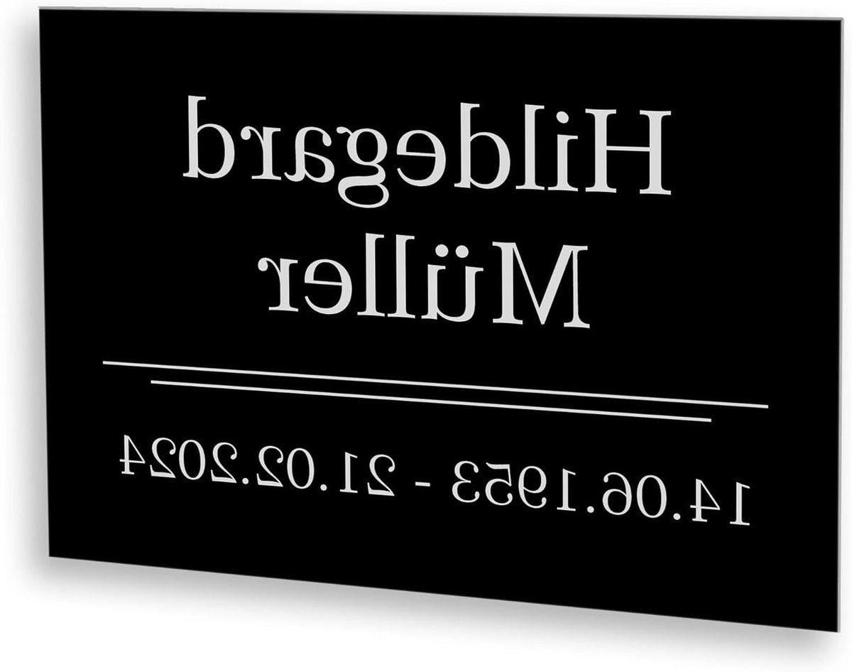 Herdenkingsbord - Grafplaat - Herdenken Buiten - Weerbestendig ALU-DIBOND - 20 x 15 cm - Zwart