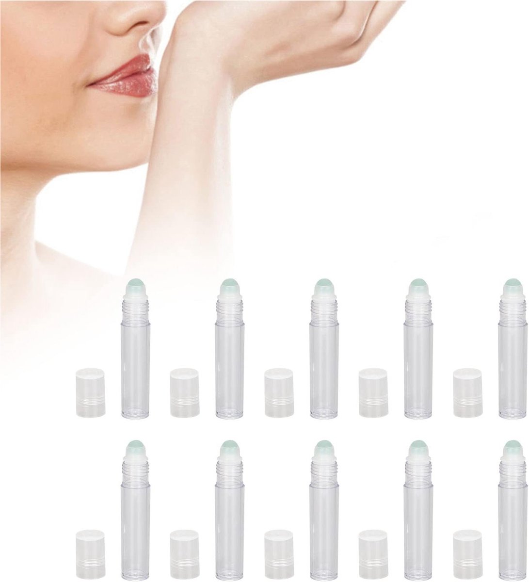 Set van 10 Lege Rollerflessen 7ML - Herbruikbare Plastic Roll-On Flessen voor Parfum en Essentiële Olie - Ideaal voor Reizen en Dagelijks Gebruik