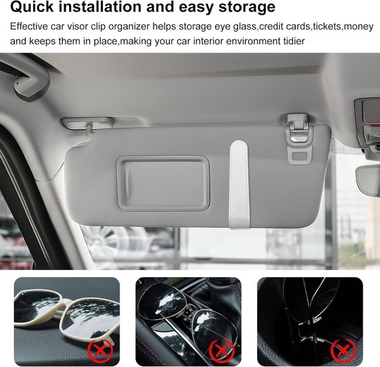 Zonnebrilhouder Auto - Brilclip Houder - Veilig Rijden - Dubbele Clip Ontwerp - Universele Pasvorm - Wit van Merkloos — afbeelding 5