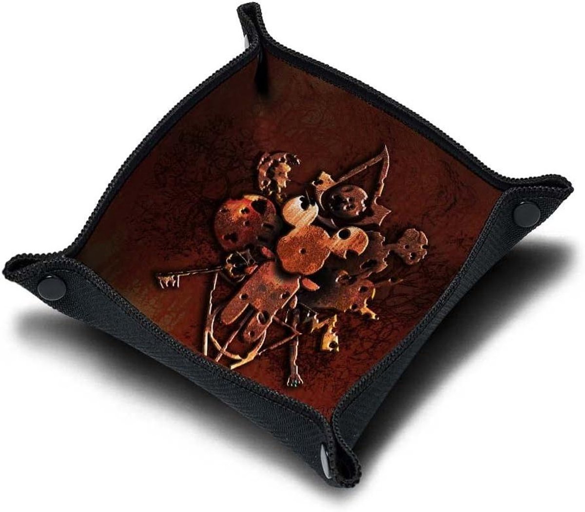 Dobbelbaan Kubus - Dobbel dienblad - Gezelschapsspellen spelen - Inklapbaar met drukknopen - 21 x 21 cm - Zwart