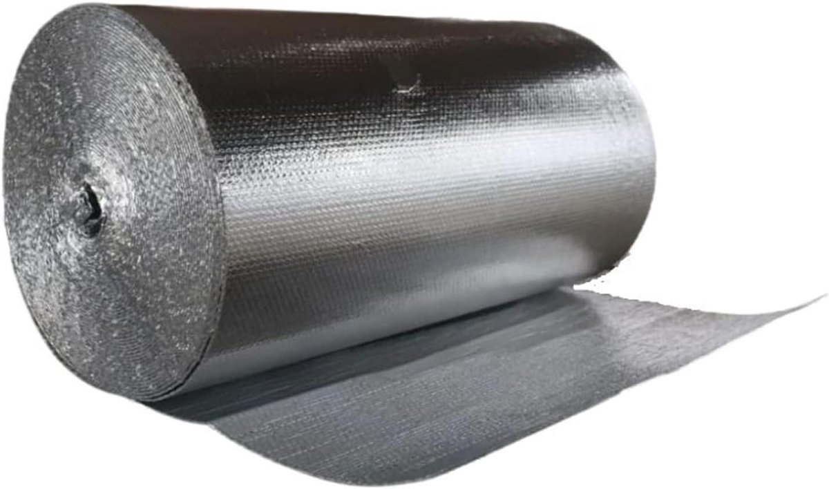 Isolatie folie - Isolatierol bubbelfolie - Warmte isoleren - Dubbele laag reflectie - 1x25m - Zilver