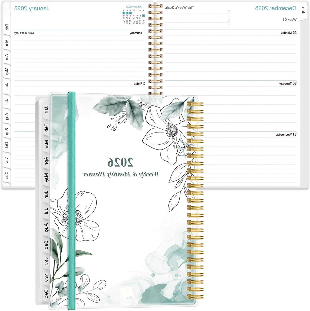 Academische Planner - Weekplanner Maandplanner - Doelen Volgen - 12 Maanden Inclusief - 21.5 x 28.9 cm - Blauw