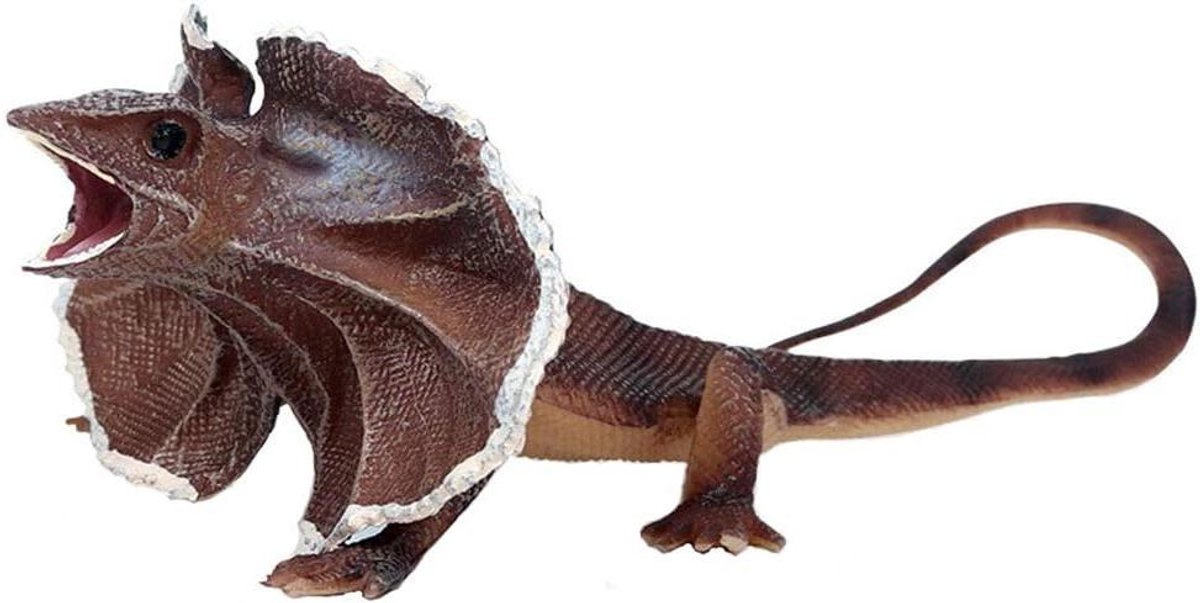 Frilled Lizard Figuur - Hagedis Speelgoed - Fantasierijk Spel - Gedetailleerd Handgeschilderd - 15 cm Lengte - Gekleurd