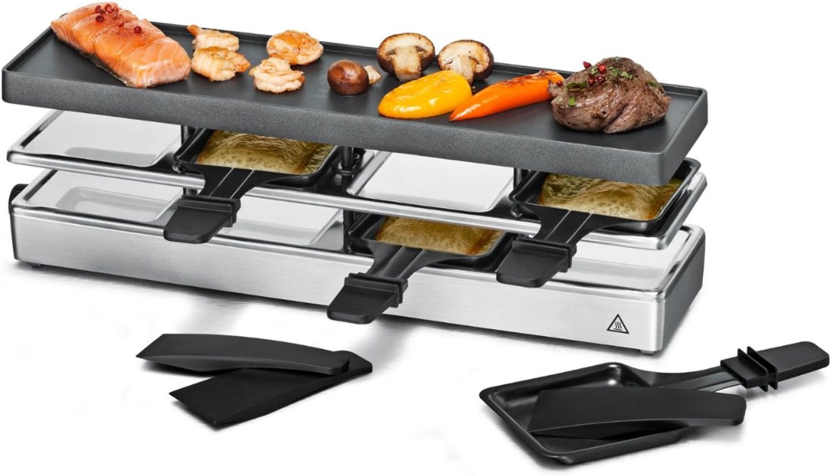 REN® Gourmetstel 4 Personen - Gourmetstel - Gourmetstel 4 person - anti-aanbak - 900 W - Zilver - 11cm x 44cm x 14cm