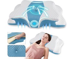 Neksteun Kussen - Ergonomisch Kussen - Gezond Slapen - Verstelbare Hoogte - Queen - Hemelsblauw