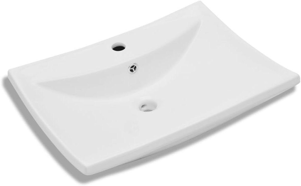 Keramische Wastafel - Waskom Badkamer - Badkamer Inrichten - Met Overloop - 60 x 44 cm - Wit