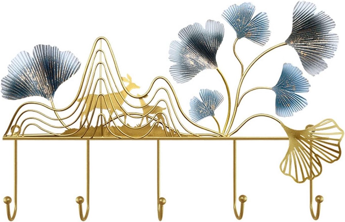 Creatieve 3D Wanddecoratie met Ginkgo Bladeren - Handgemaakte Sculptuur voor Natuurlijke Thuisinrichting, Studiekamer en Woonruimte 52x32cm