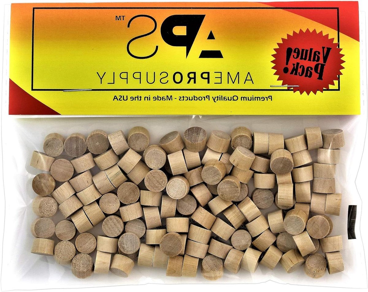 Houten pluggen - Schroefgat pluggen doppen - Houtprojecten afwerken - Platte kop berkenhout - 120 stuks - Natuurlijk hout