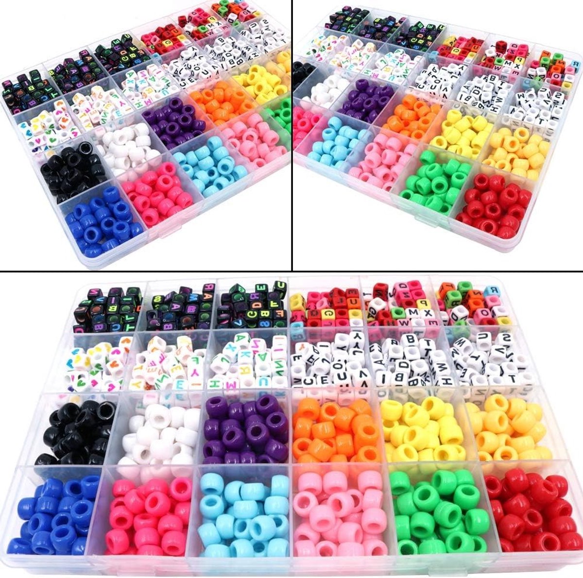 Kleurige Acryl Letterkralen voor Sieraden Maken - 960 Stuks met 10 Elastische Lijnen en Creatieve DIY Mogelijkheden