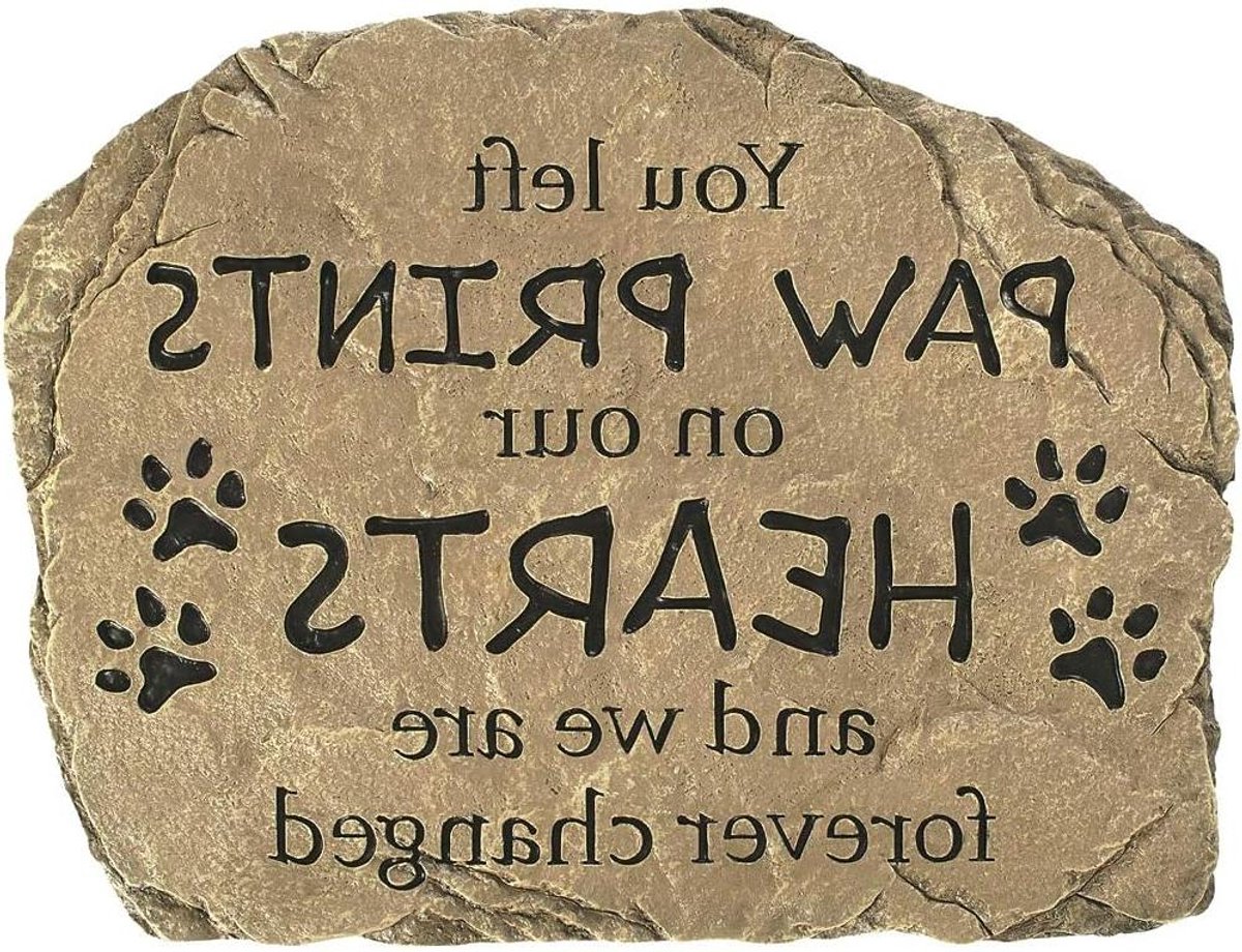 Tuinsteen Paw Prints - Herdenkingssteen Huisdier - Tuindecoratie Plaatsen - Gegoten Hars Steenlook - 267 cm x 203 cm - Grijs