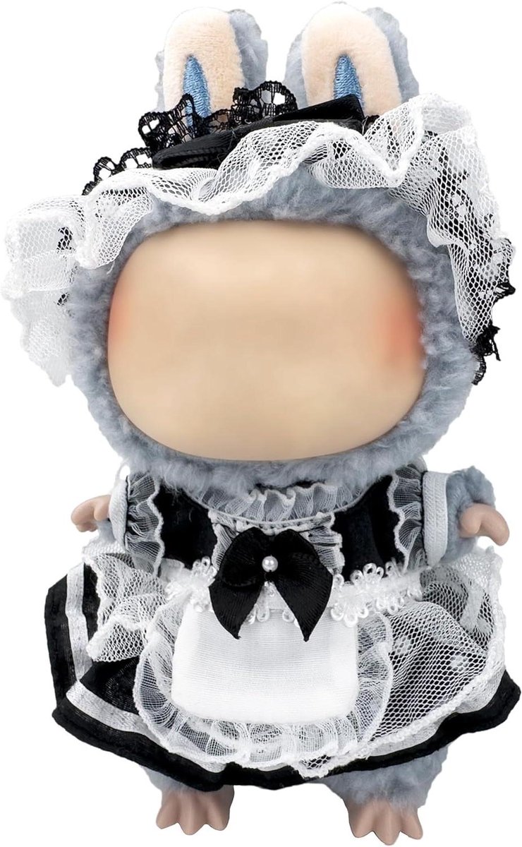 Poppenkleding Outfit - Labubu Kleding Set - Poppen Aankleden - Nauwkeurig Gesneden Pasvorm - 17 cm Poppen - Zwart