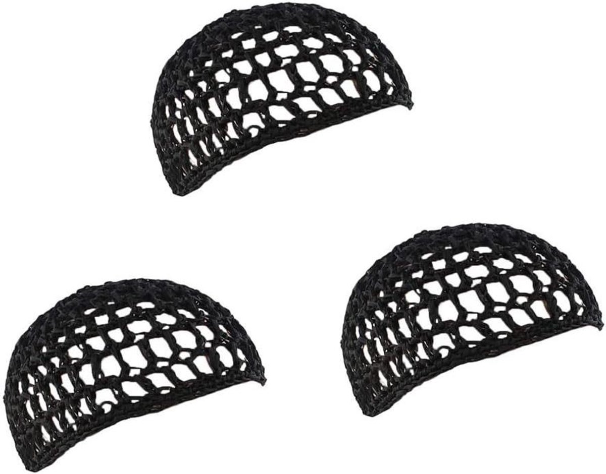 Haarnetjes Dames - Slaapmuts Nylon - Bescherming Haar - Glad Nylon Materiaal - 3 Stuks - Zwart