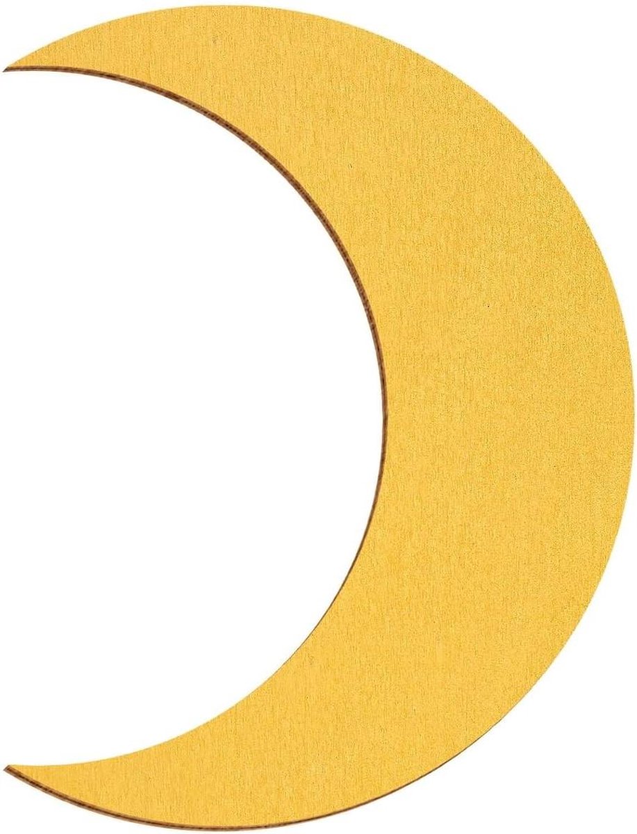 Houten Maan Decoratie - Gouden Maansikkel - Knutselen en Versieren - Gelaserd met bruine rand - Keuze 3-50 cm - Goud