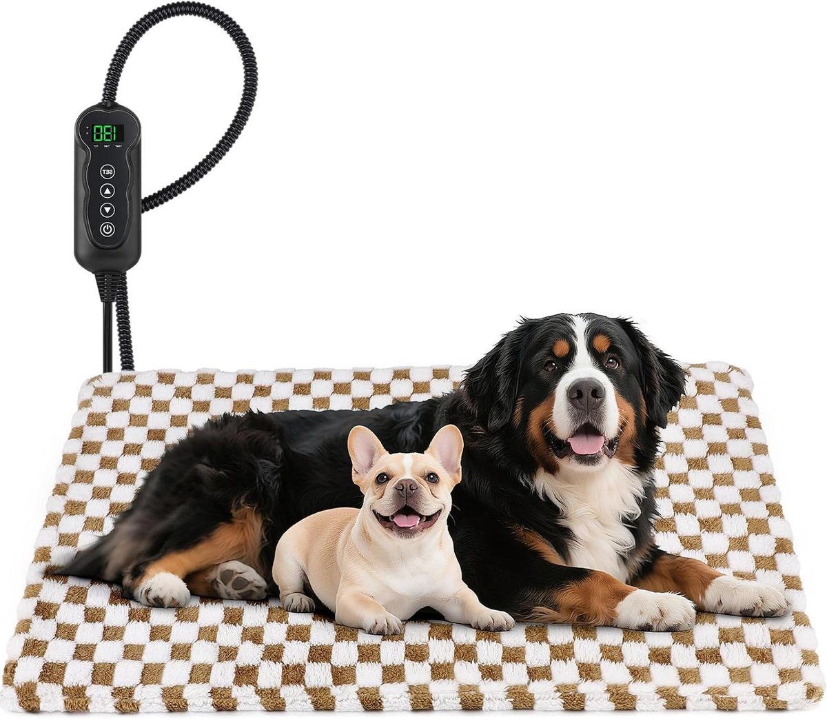 Verwarmd Huisdierenbed - Elektrisch Kussen - Comfortabele Warmte - Instelbare Temperatuur - 119x71 cm - Bruin