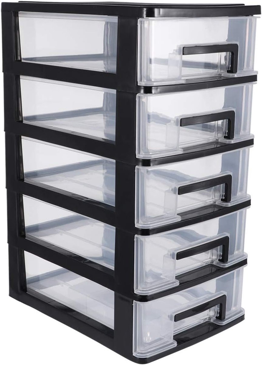 Plastic opbergdoos met 5 lades, ruimtebesparende organizer voor gereedschap en accessoires