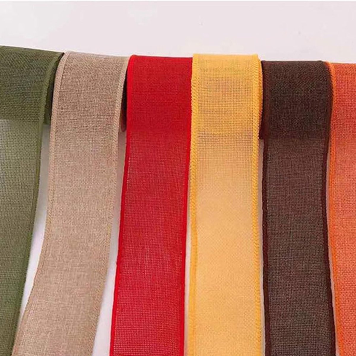 Kleurrijke Linnen Ribbons van 6 Rollen voor Decoratie, Cadeaus en Bruiloften - 6cm x 3m Jute Ribbons voor Creatieve Projecten en Herfstkransen