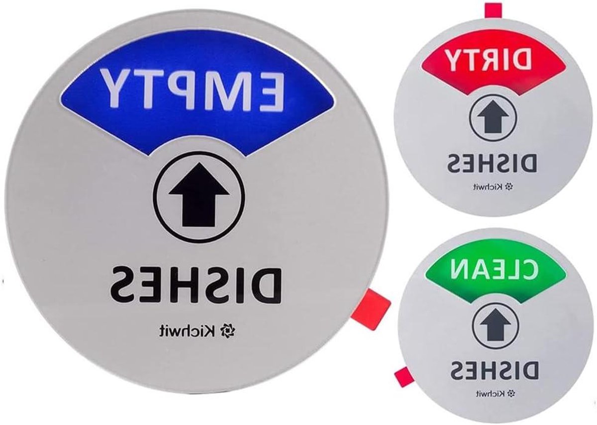 Vaatwasser Magneet - Schone Vuile Indicator - Status Aangeven - Drie Opties Inclusief Leeg - 89 cm Diameter - Zilver