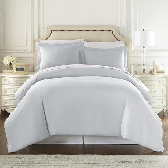 Dekbedovertrek Set - Beddengoed Collectie - Slaapcomfort Verbeteren - Dubbel Geborsteld Materiaal - Queen Size - Blauw Grijs