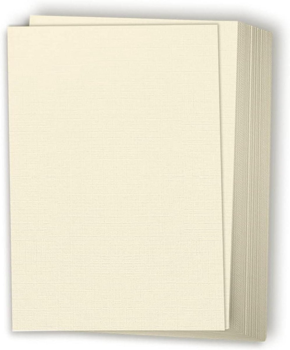 Linnen Kartonpapier - Kaartpapier dik - Kaarten maken - Zuurvrij linnen afwerking - 8 1/2 x 11 inch - Ivoor